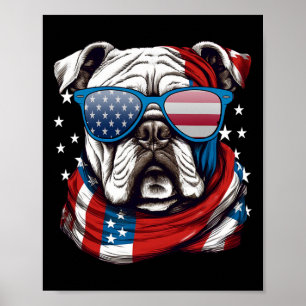 Poster American Bulldog Patriotique 4 juillet Amoureux de