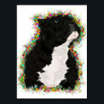 Poster American Bully Colorée Pop Art<br><div class="desc">Ce portrait original d'une Bully américaine a été créé par moi à l'aide d'une combinaison d'esquisse et de peinture à la main avec de l'art numérique. L'atmosphère y est abstraite, pop art, avec beaucoup de détails et des couleurs vives et joyeuses. Si vous souhaitez que ce design soit affiché sur...</div>