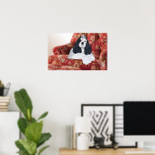 Poster American Cocker Spaniel sur Chaise Rouge (Bureau à domicile)