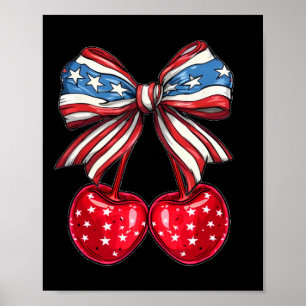 Poster American Coquette Cherry Bow Patriotique Usa Drape
