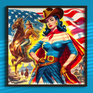 Poster American Cowgirl Pin-up