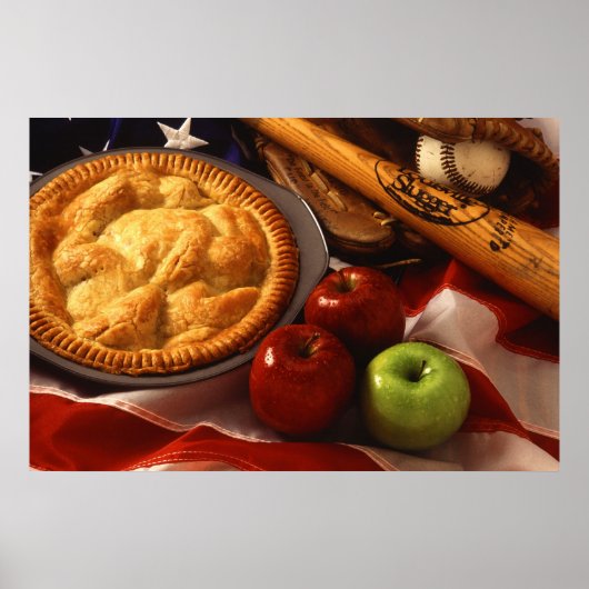 Poster American Cultural Icons Apple Pie Baseball & Drape (Devant)