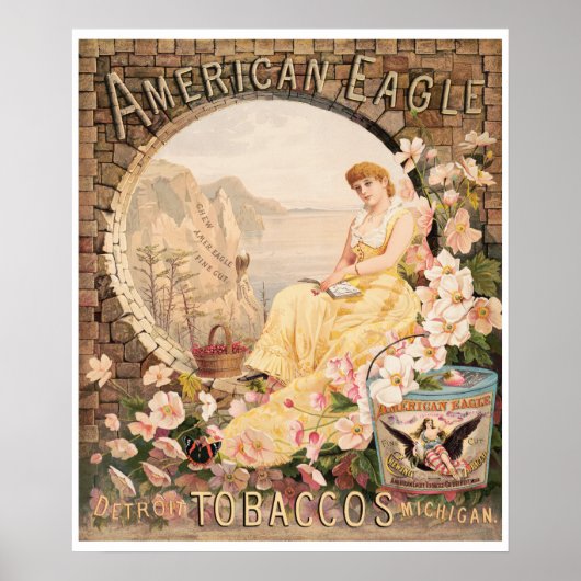 Poster American Eagle Chewing Tobacco 1885 Publicité (Devant)