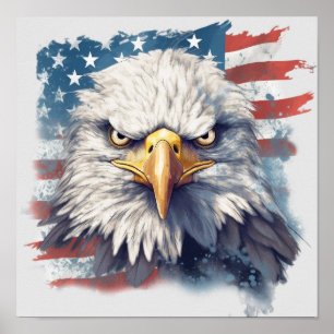 Poster American Eagle sur le drapeau américain