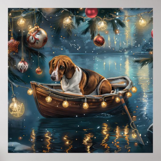 Poster American English Foxhound Christmas Festive Voyage (Devant)