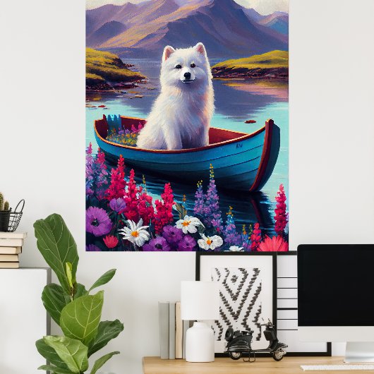 Poster American Eskimo Dog on Paddle : Une aventure Pitto (Bureau à domicile)