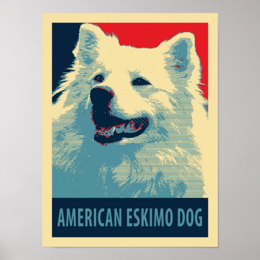 Poster American Eskimo Dog Political Hope Parodie (Devant)