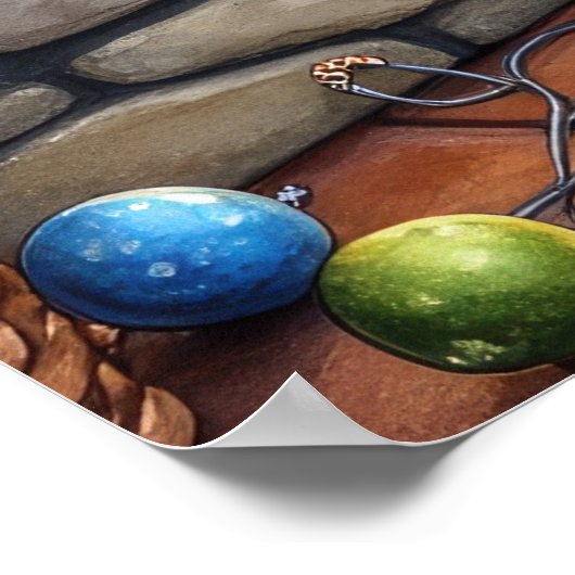 Poster American Eskimo Fireplace with Christmas Lights (Coin)