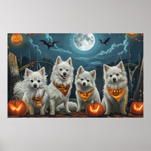 Poster American Eskimo Halloween Effrayant  (Devant)