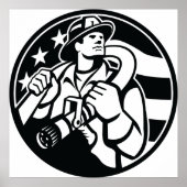 Poster American Firefighter Hero Gras Noir Et Blanc (Devant)