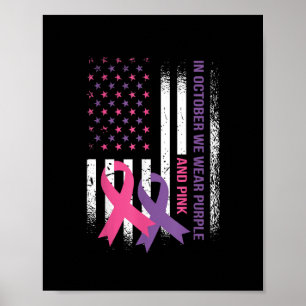 Poster American Flag Cancer du sein et violence domestiqu