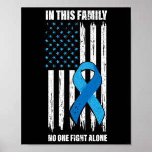 Poster American Flag Diabetes Support Type 1 Blue Ribbon