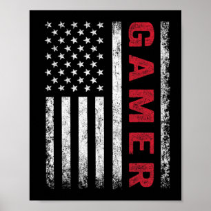 Poster American Flag Funny Gamer Jeux Vidéos Cadeaux Garç