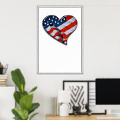Poster American Flag Heart (Bureau à domicile)