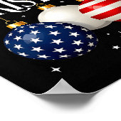 Poster American Flag Merry Christmas Tree Baubles Us Patr (Coin)