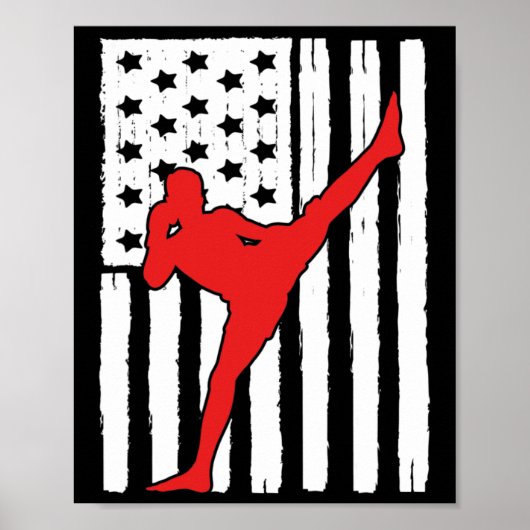 Poster American Flag Muay Thai Theme Graphic Design Kickb (Devant)