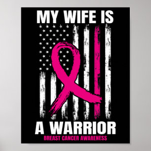 Poster American Flag Pink Breath Cancer Awareness Femme H