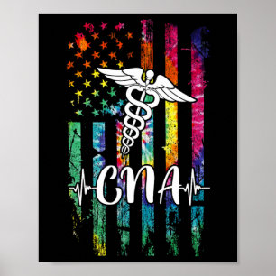 Poster American Flag Tie Dye Cna Costume Nurse Day Nursin