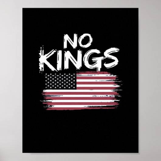 Poster American Flag Upside Down Distress No Kings Long F (Devant)