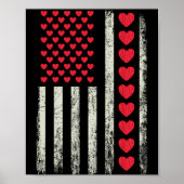 Poster American Flag With Hearts Valentine S Day (Devant)