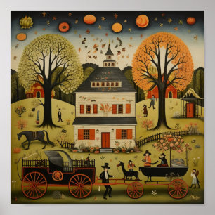 Poster American Folk Art Grande Maison Blanche