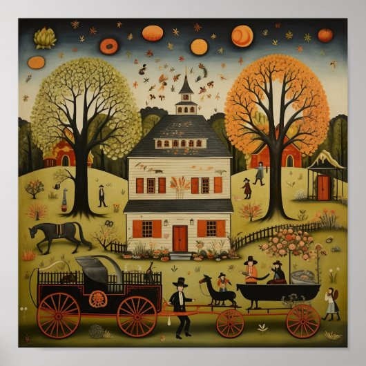 Poster American Folk Art Grande Maison Blanche (Devant)