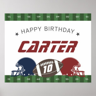 Poster American Football Navy Rouge Joyeux Anniversaire N