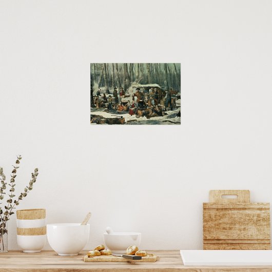 Poster American Forest Scene - Maple Sugaring, 1856 (Cuisine)