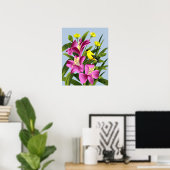 Poster American Goldfinch et Alstroemeria Flower Art (Bureau à domicile)