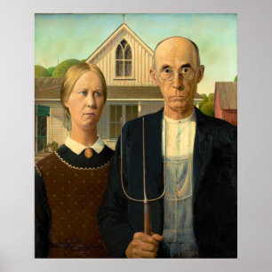 Poster American Gothic by Grant Wood (1930)