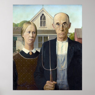 Poster American Gothic - Grant Wood Canvas Imprimer