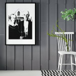 Poster American gothique noir et blanc sans cadre<br><div class="desc">Un imprimé de style pop art noir et blanc de l'emblématique tableau "American Gothic" de Grant Wood.</div>