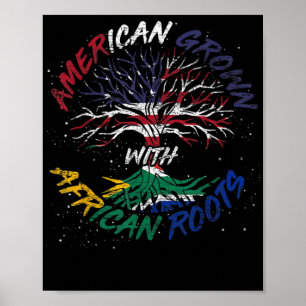 Poster American Grown African Roots Usa Drapeau Noir Hist