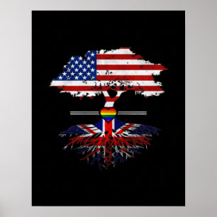 Poster American Grown British Roots Gay Heart LGBT Pride
