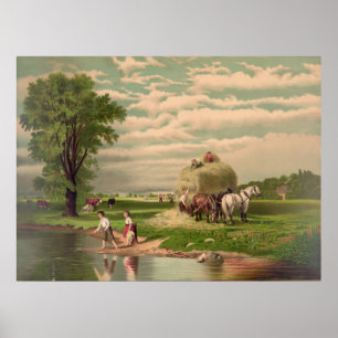 Poster American Hay Harvest Print