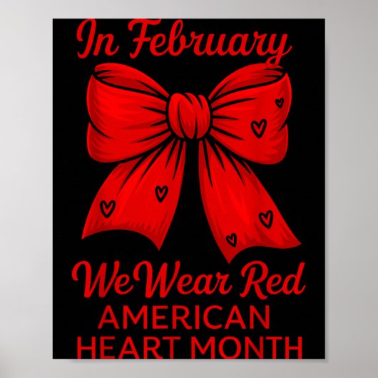 Poster American Heart Disease Awareness Month Ribbon Red  (Devant)