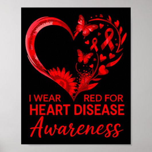 Poster American Heart Disease Awareness Month Ribbon Red  (Devant)