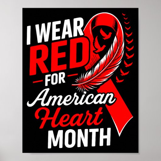 Poster American Heart Disease Awareness Month Ribbon Red  (Devant)
