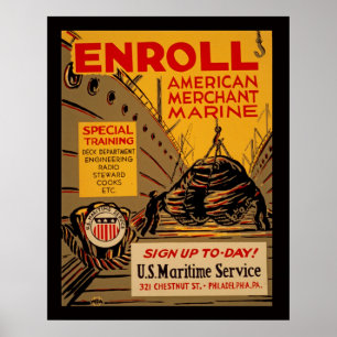 Poster American Merchant Marine s'inscrire aujourd'hui WP