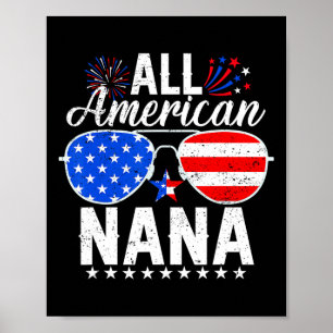 Poster American Nana Funny 4 Juillet Famille Correspondan