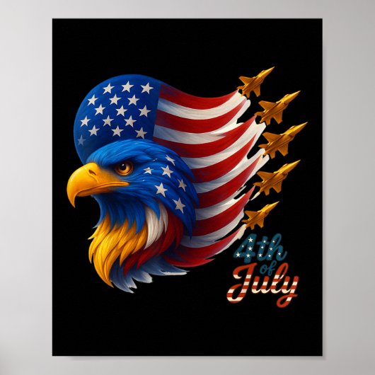 Poster American Patriotic Fighter Jets Usa Drapeau Eagle  (Devant)