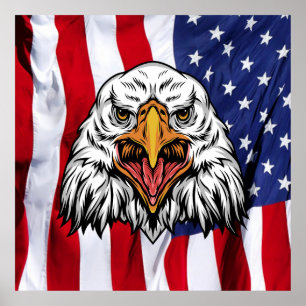 Poster "American Pride : Aigle majestueux avec patriotiqu