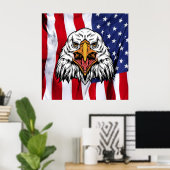 Poster "American Pride : Aigle majestueux avec patriotiqu (Bureau à domicile)