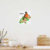 Poster American Robin Apple Blossom Michigan (Cuisine)