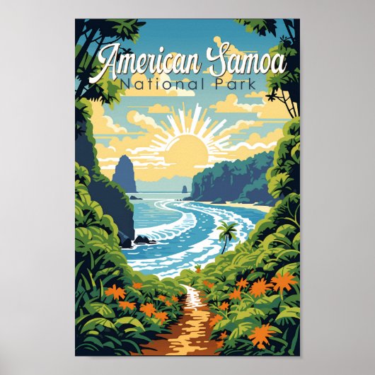 Poster American Samoa National Park Illustration Retro (Devant)
