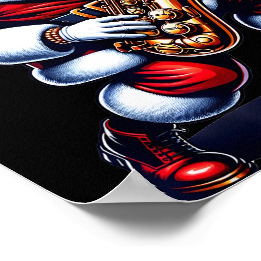 Poster American Santa Playing Saxophone Xmas Jazz Christm (Coin)