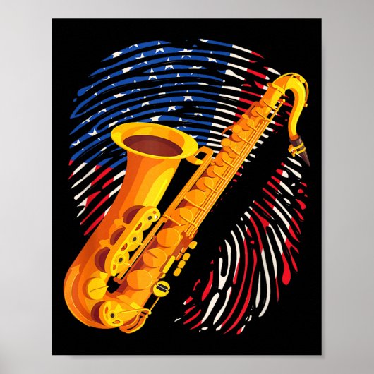 Poster American Saxophone Player Saxophonist Jazz Band Me (Devant)