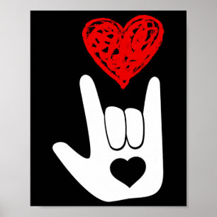 Poster American Sign Language Love Hand Sign Asl Squad