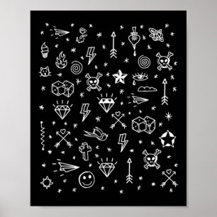 Poster American Tattoo Flash, Tattoo Designs traditionnel