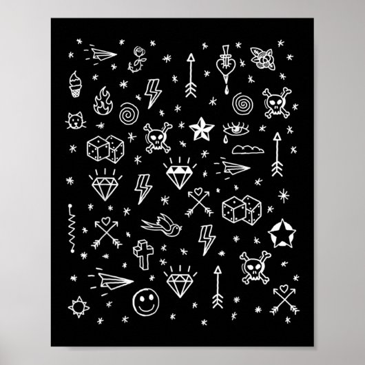 Poster American Tattoo Flash, Tattoo Designs traditionnel (Devant)